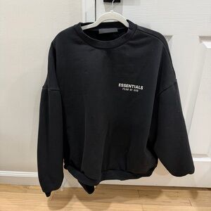 Fear of God Essentials Fleece Black Crewneck (FW24) Men Size XL